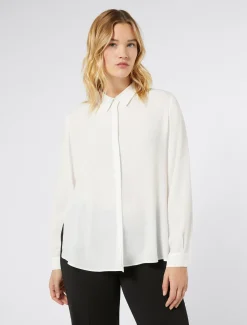 Marina Rinaldi Bluse | Selezione Elegante*Camicia in crêpe de Chine di misto seta BIANCO
