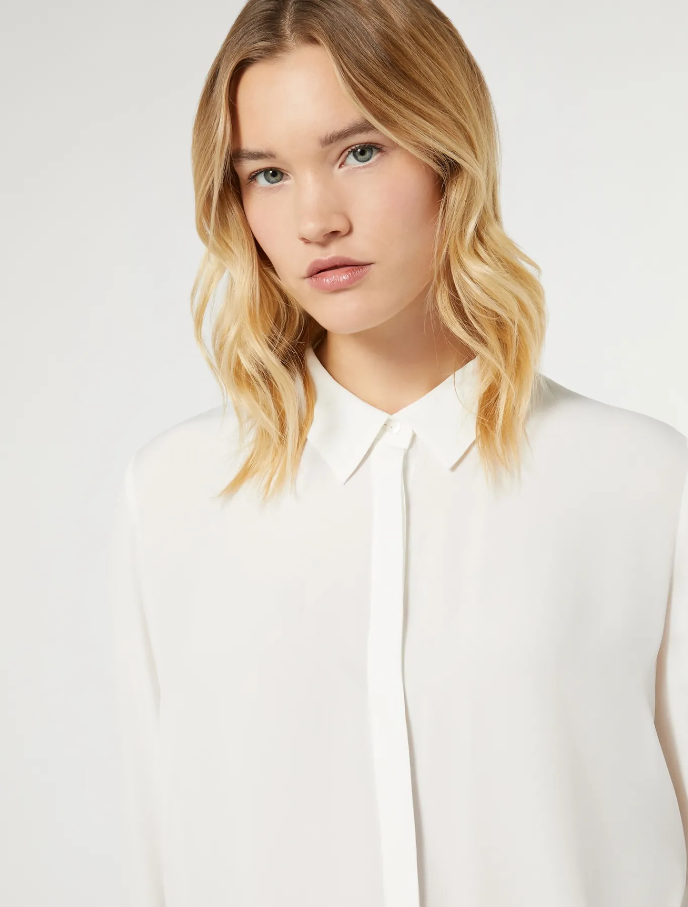 Marina Rinaldi Bluse | Selezione Elegante*Camicia in crêpe de Chine di misto seta BIANCO