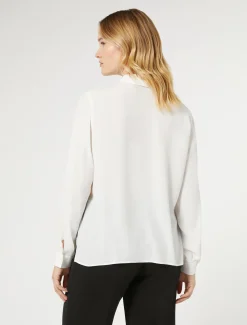 Marina Rinaldi Bluse | Selezione Elegante*Camicia in crêpe de Chine di misto seta BIANCO