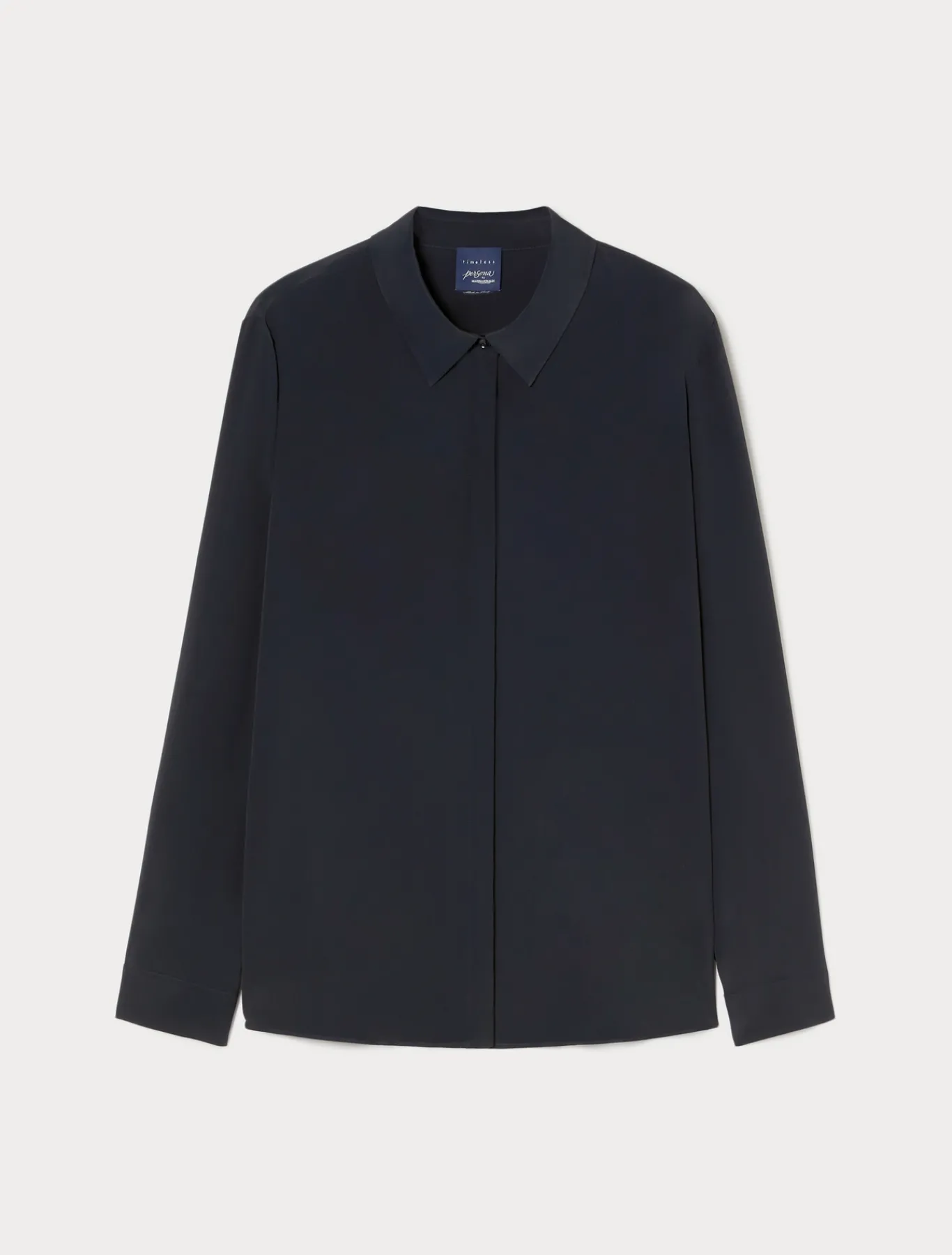 Marina Rinaldi Bluse | Selezione Elegante*Camicia in crêpe de Chine di misto seta BLUMARINO