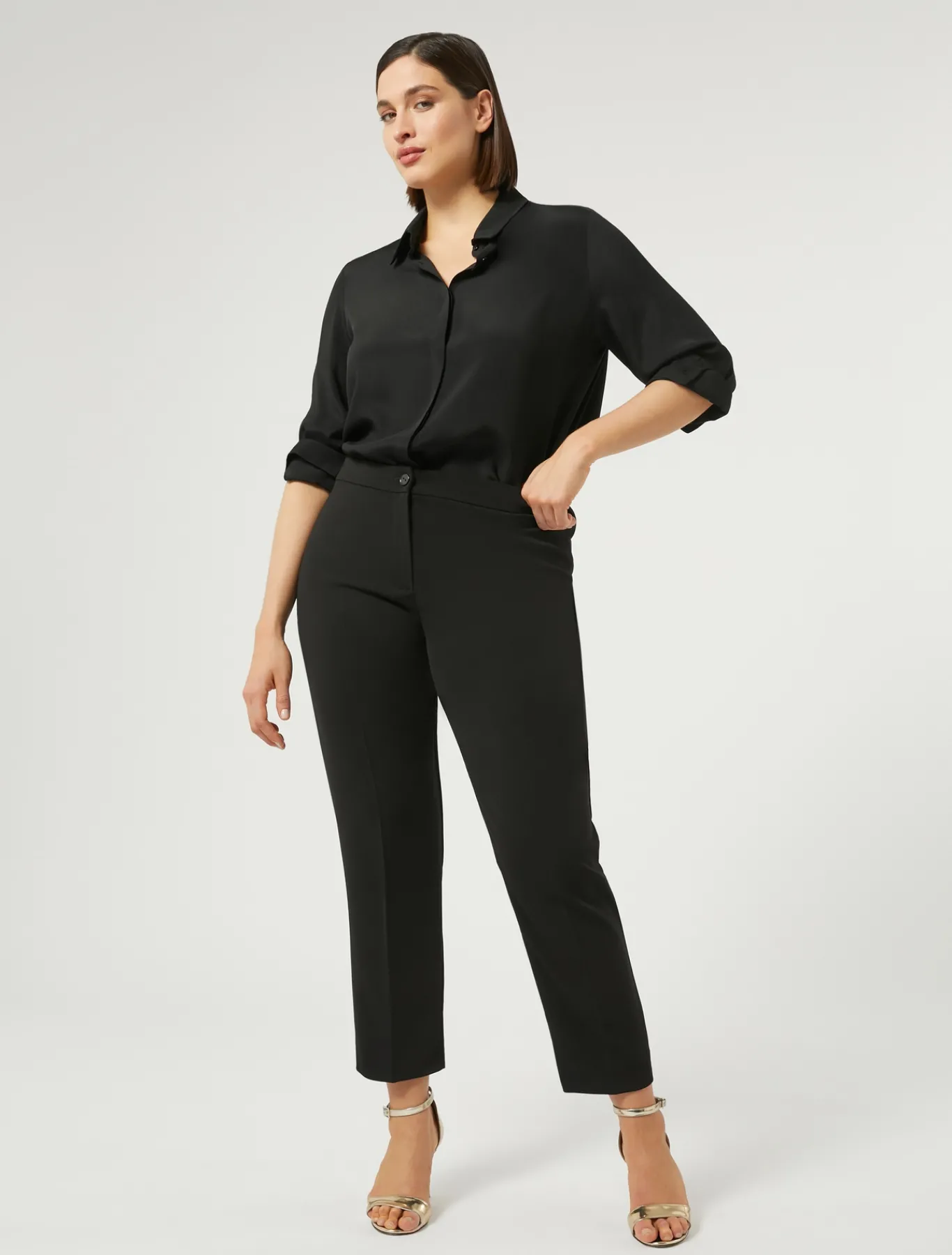 Marina Rinaldi Bluse | Camicie & Bluse*Camicia in crêpe de Chine di misto seta NERO