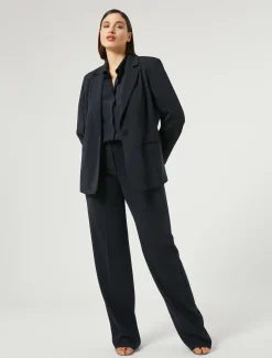 Marina Rinaldi Bluse | Selezione Elegante*Camicia in crêpe de Chine di misto seta BLUMARINO