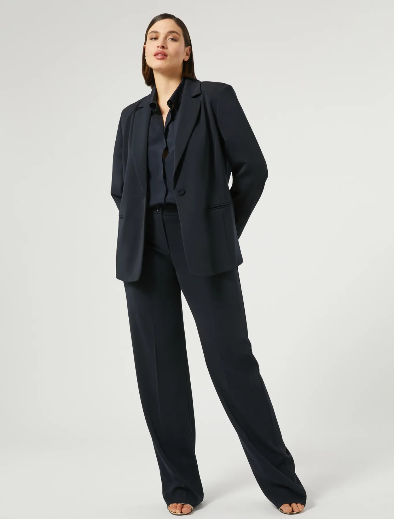 Marina Rinaldi Bluse | Selezione Elegante*Camicia in crêpe de Chine di misto seta BLUMARINO