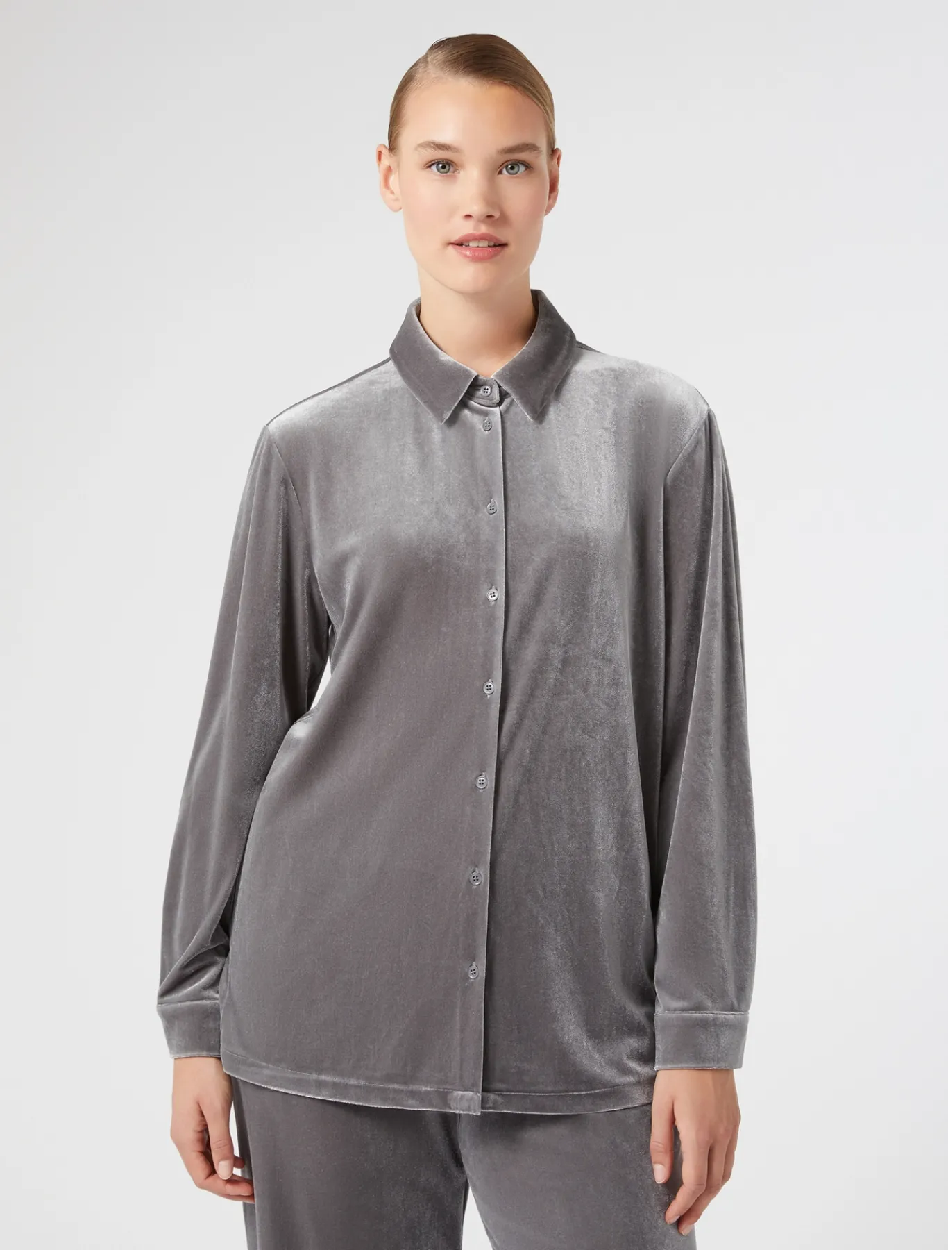 Marina Rinaldi Top & T-Shirt | Top & T-Shirt*Camicia in jersey di velluto GRIGIOSCURO