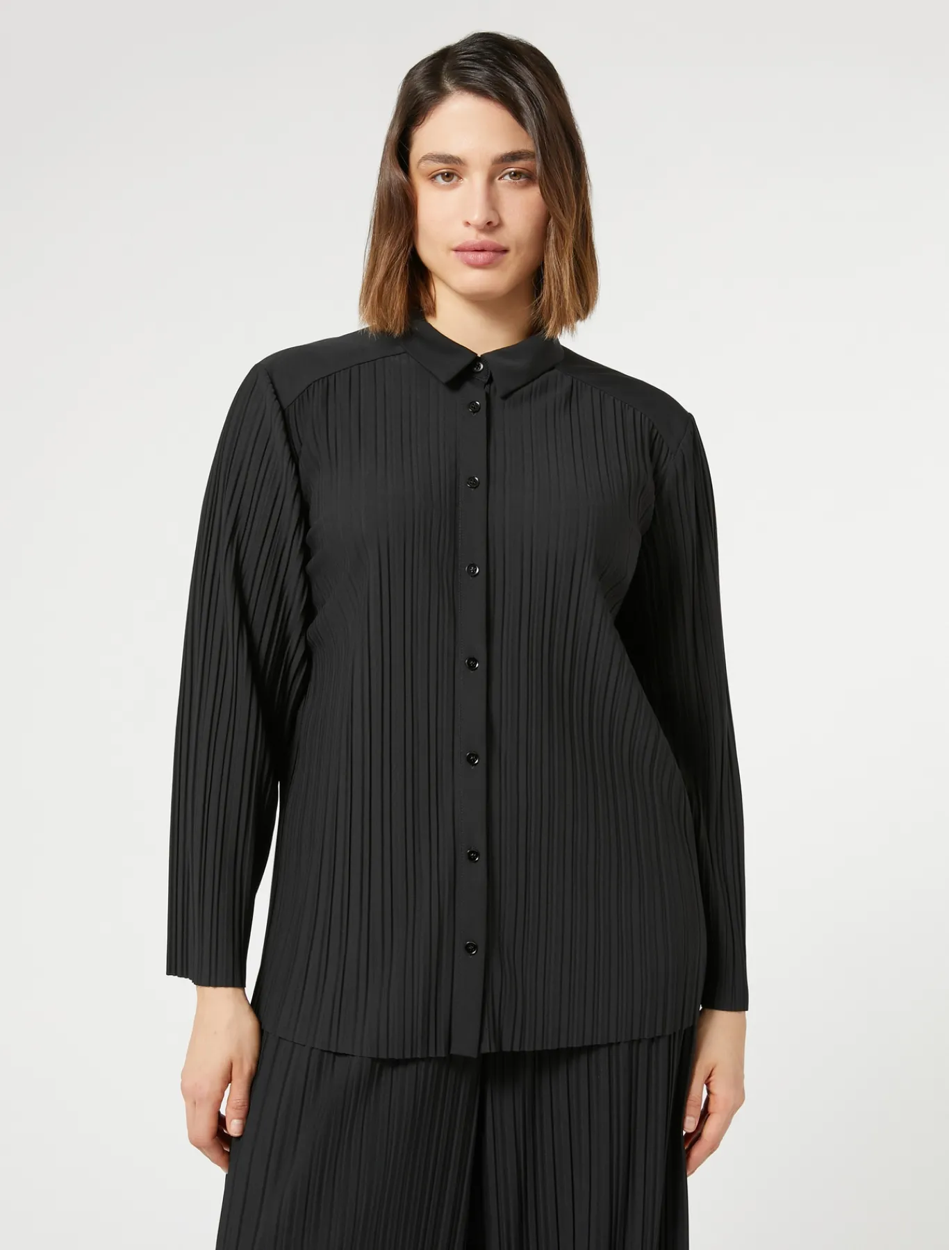 Marina Rinaldi Top & T-Shirt | Top & T-Shirt*Camicia in jersey plissé NERO