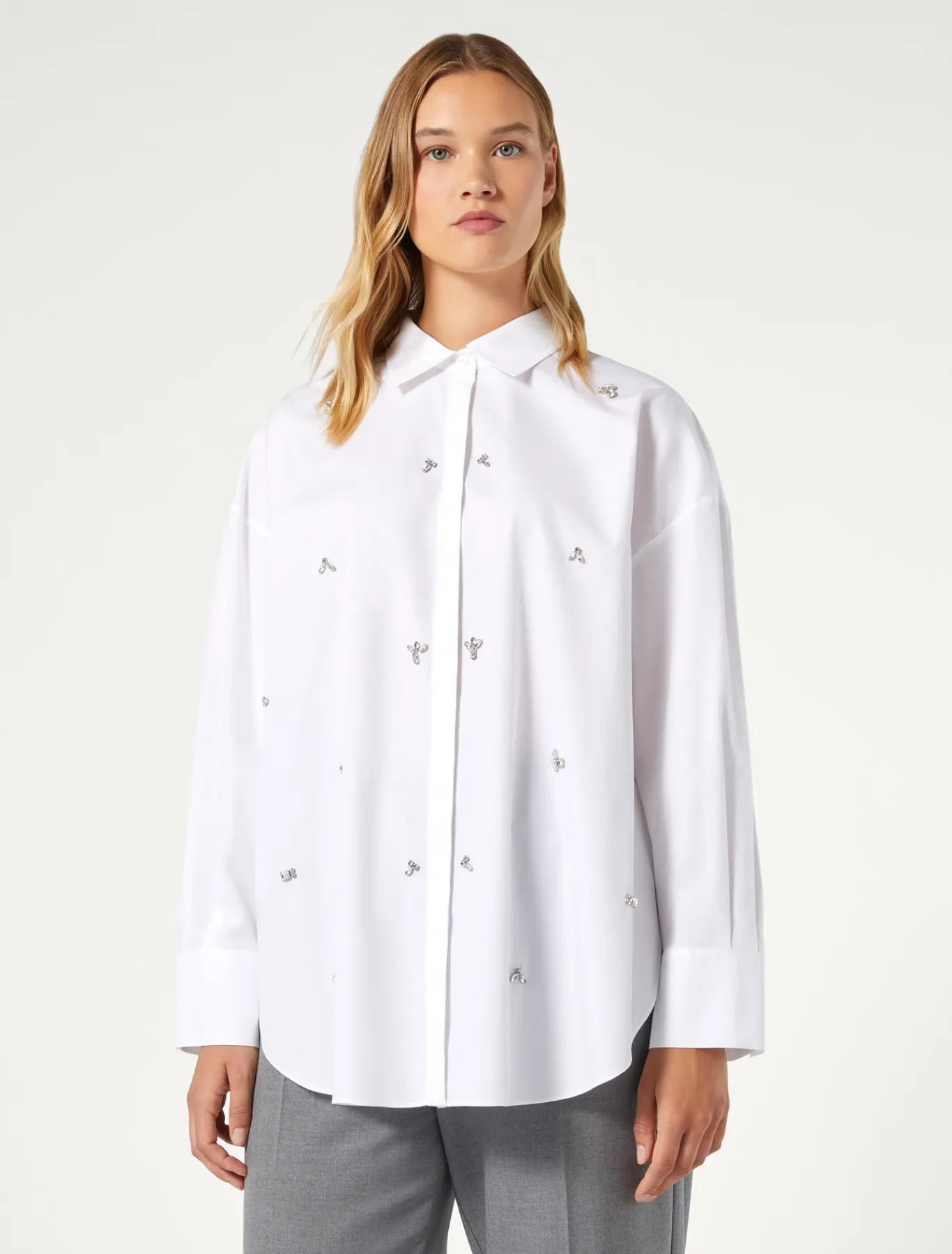 Marina Rinaldi Camicie & Bluse | Camicie & Bluse*Camicia in popeline con ricamo BIANCOOTTICO
