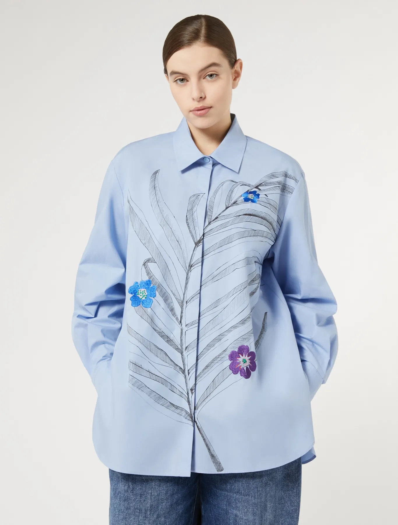 Marina Rinaldi Camicie & Bluse | Camicie & Bluse*Camicia in popeline con ricamo CIELO