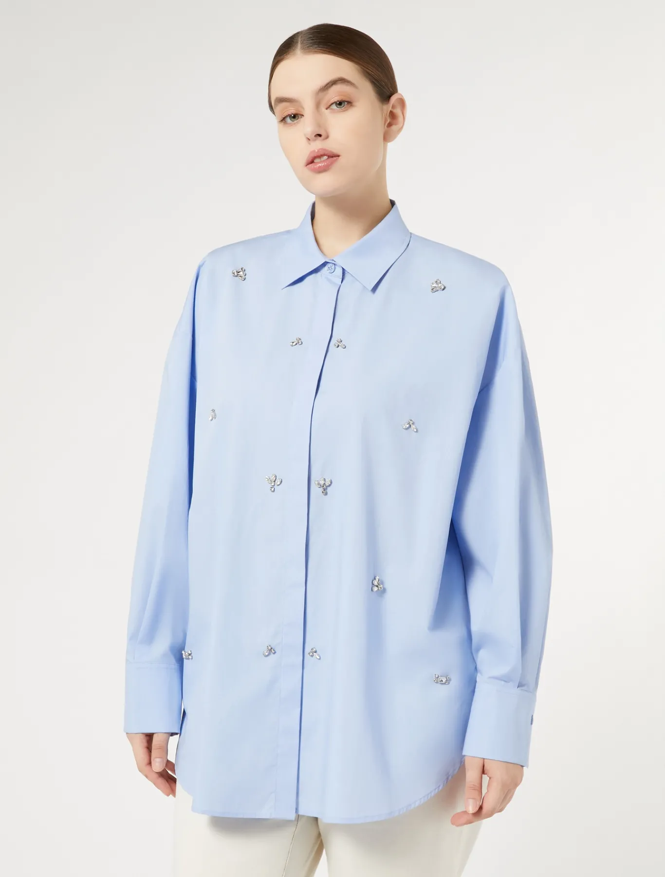 Marina Rinaldi Camicie & Bluse | Camicie & Bluse*Camicia in popeline con ricamo AZZURRO
