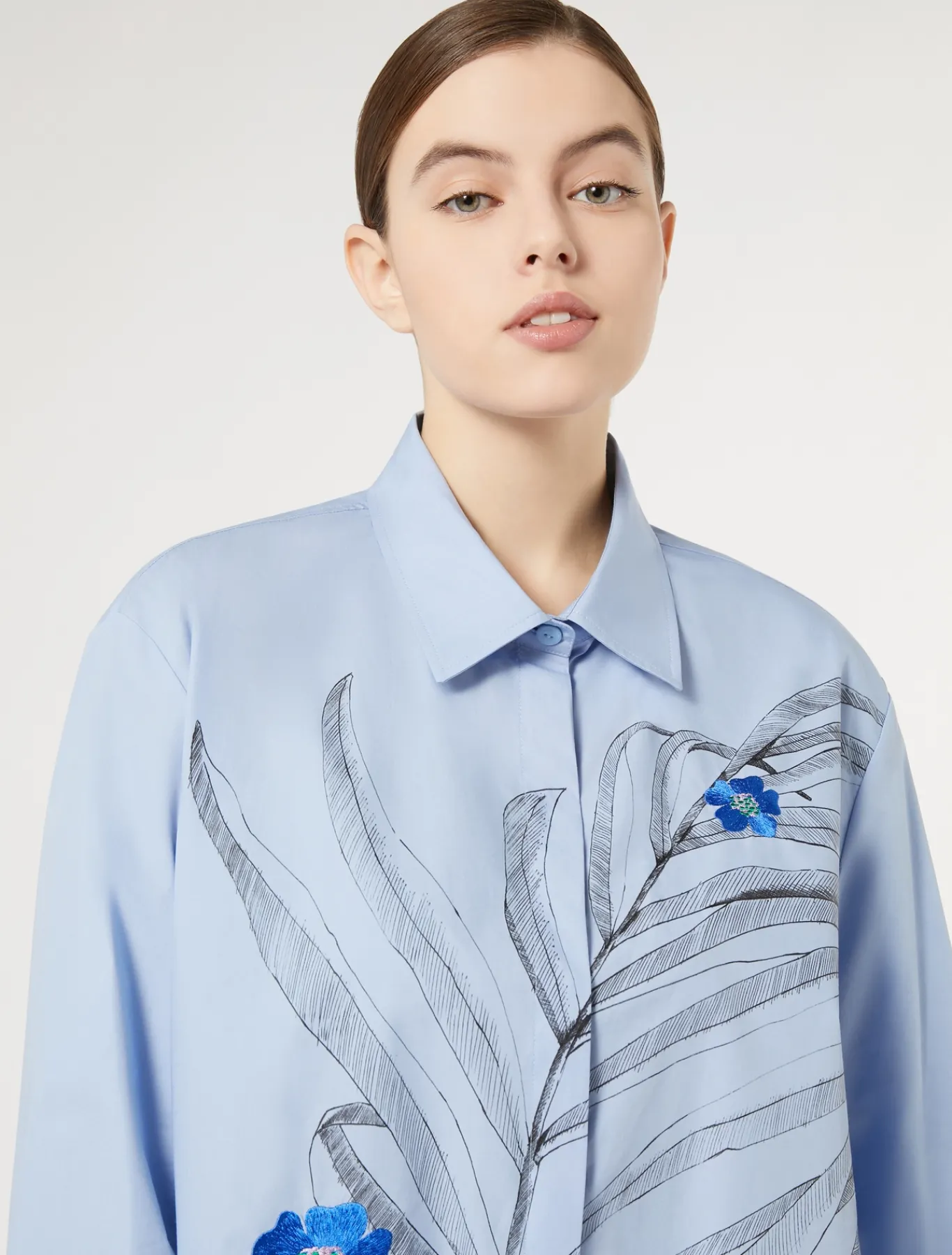 Marina Rinaldi Camicie & Bluse | Camicie & Bluse*Camicia in popeline con ricamo CIELO