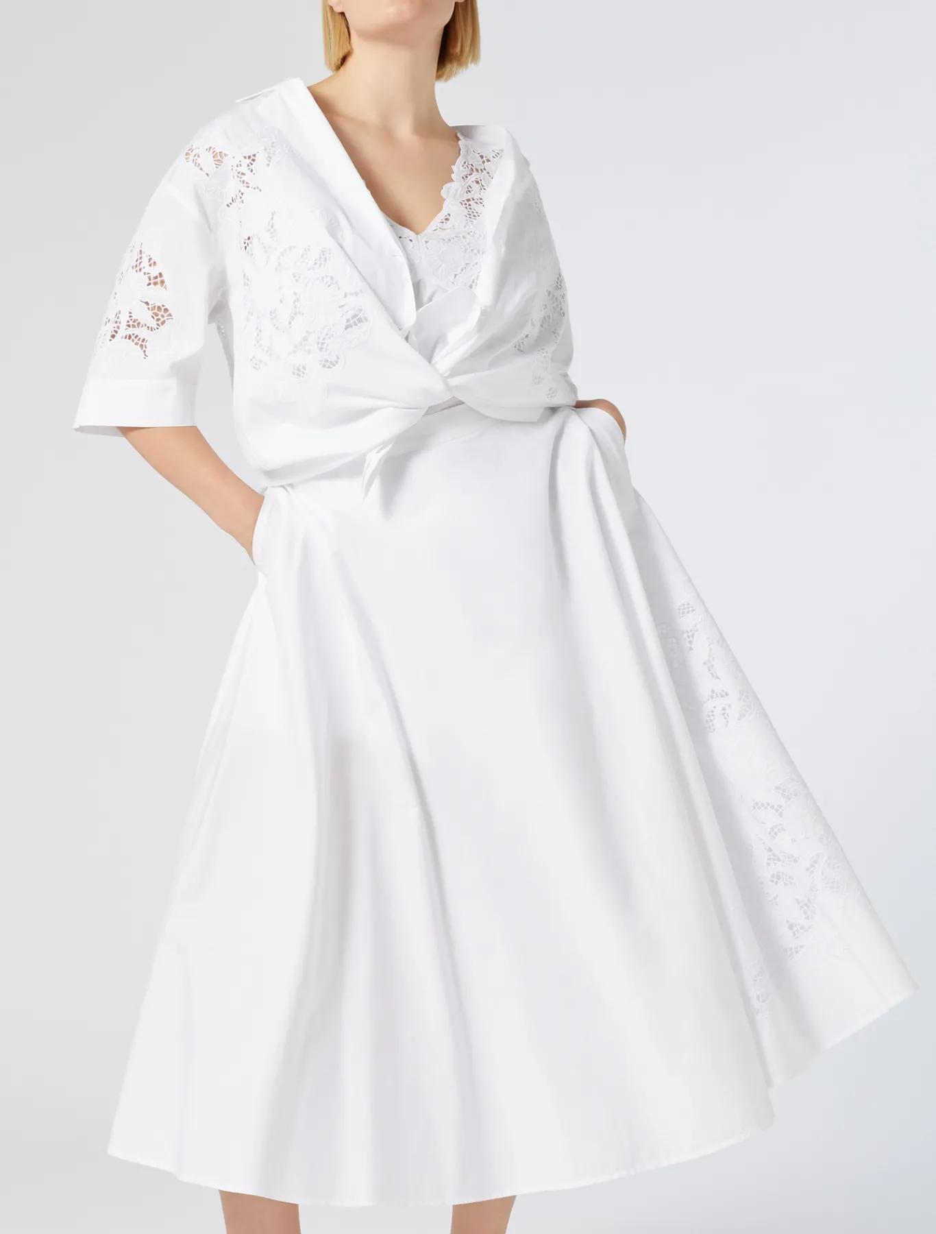 Marina Rinaldi Camicie & Bluse | Camicie & Bluse*Camicia in popeline con ricamo BIANCOOTTICO