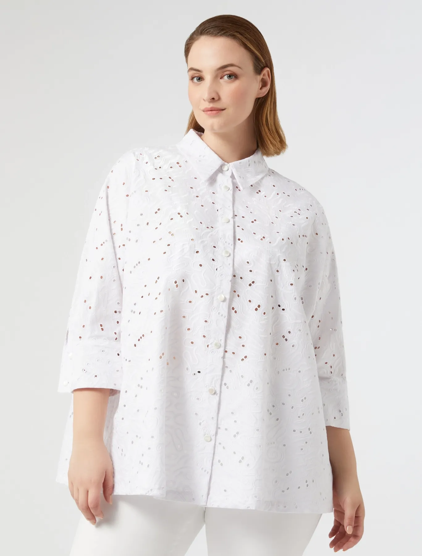 Marina Rinaldi Camicie & Bluse | Camicie & Bluse*Camicia in popeline sangallo BIANCO