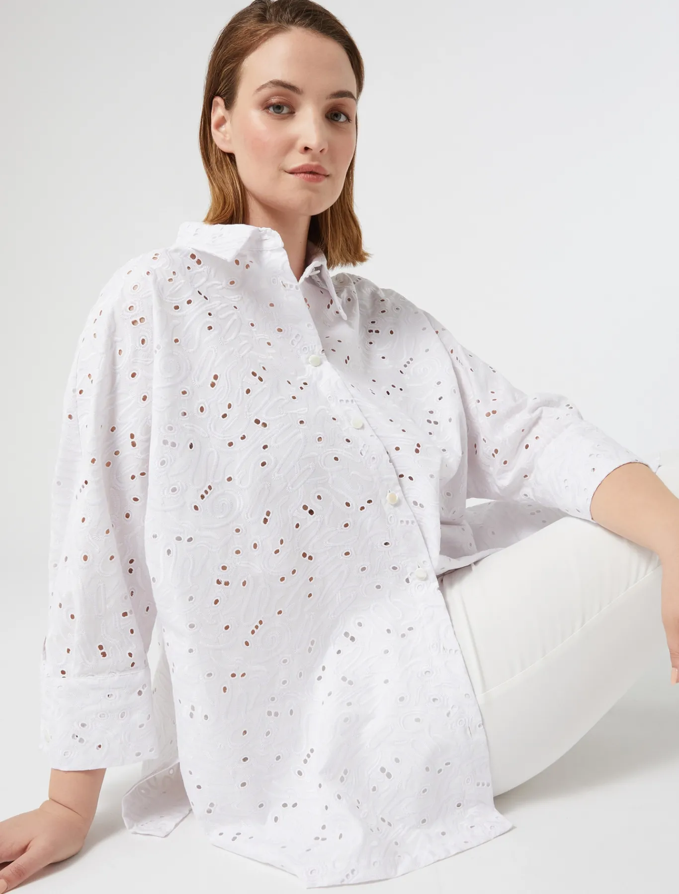 Marina Rinaldi Camicie & Bluse | Camicie & Bluse*Camicia in popeline sangallo BIANCO