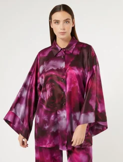 Marina Rinaldi Bluse | Collezione Elegante*Camicia in raso di seta BORDEAUX