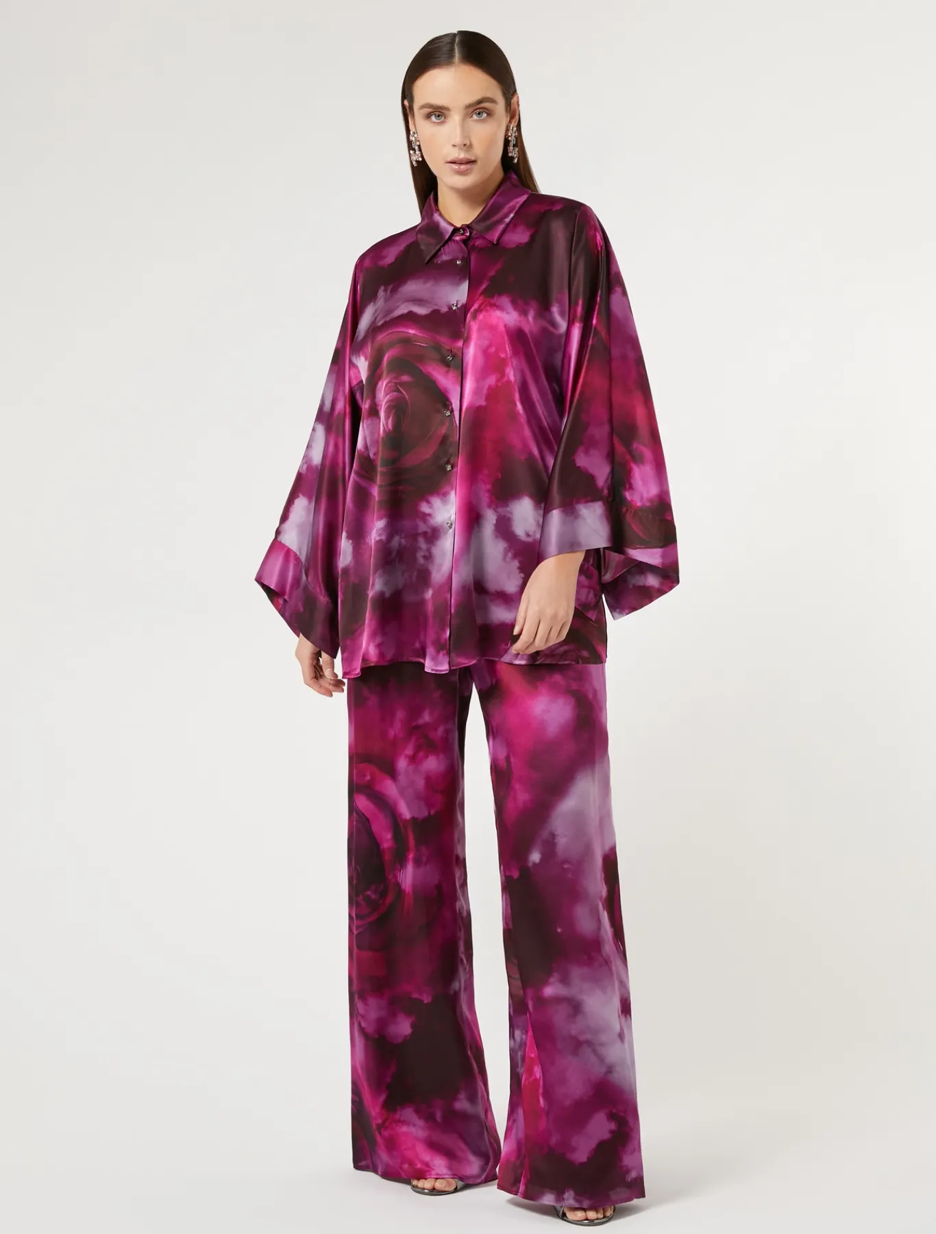 Marina Rinaldi Bluse | Collezione Elegante*Camicia in raso di seta BORDEAUX