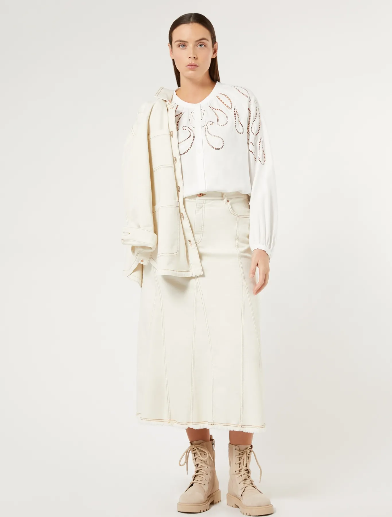 Marina Rinaldi Camicie & Bluse | Camicie & Bluse*Camicia in viscosa con ricamo BIANCO