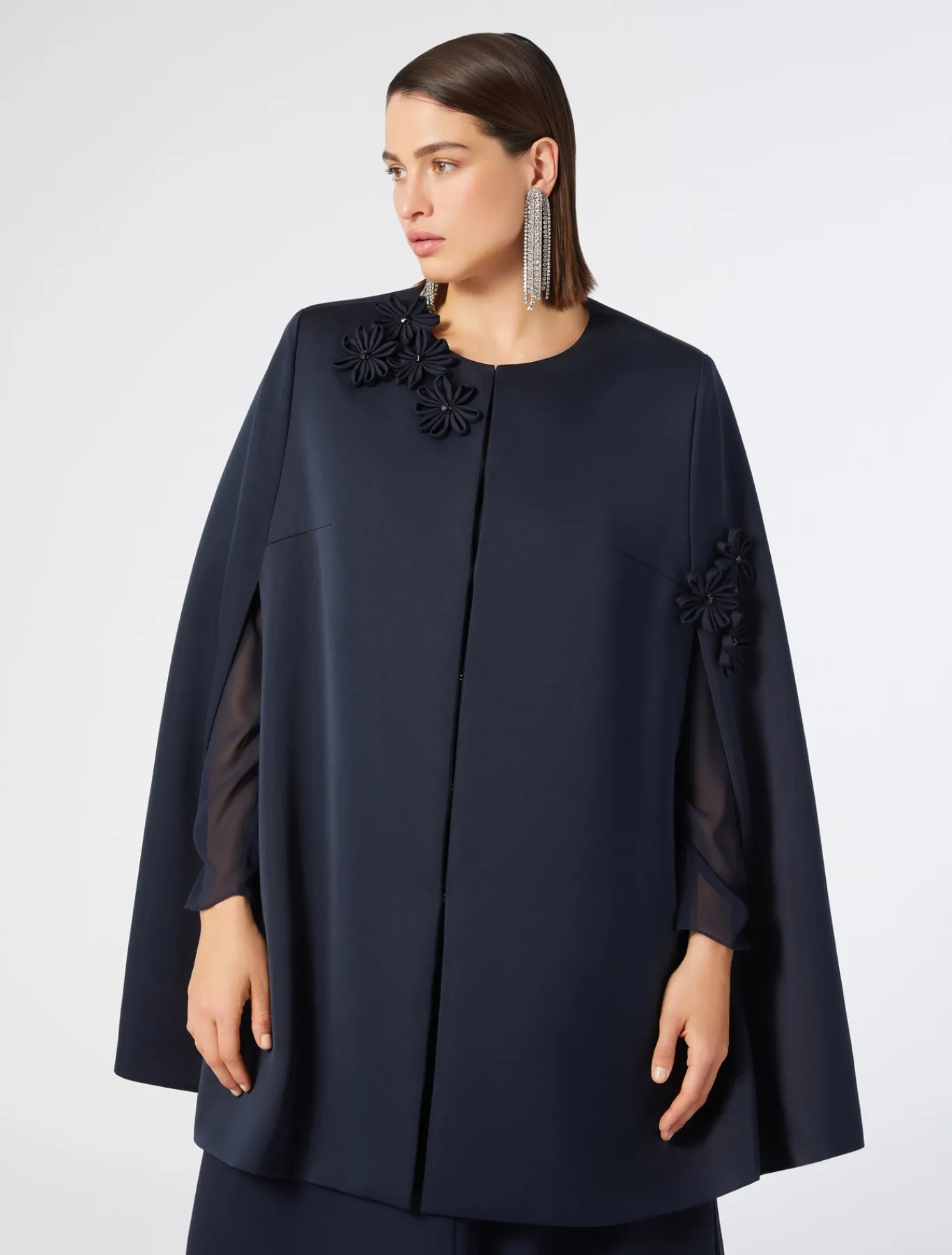 Marina Rinaldi Giacche | Cappotti & Trench*Cappa in duchesse con ricami BLUNOTTE