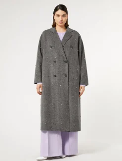 Marina Rinaldi Cappotti & Trench | Cappotti & Trench*Cappotto in double di lana con ricami BIANCONERO