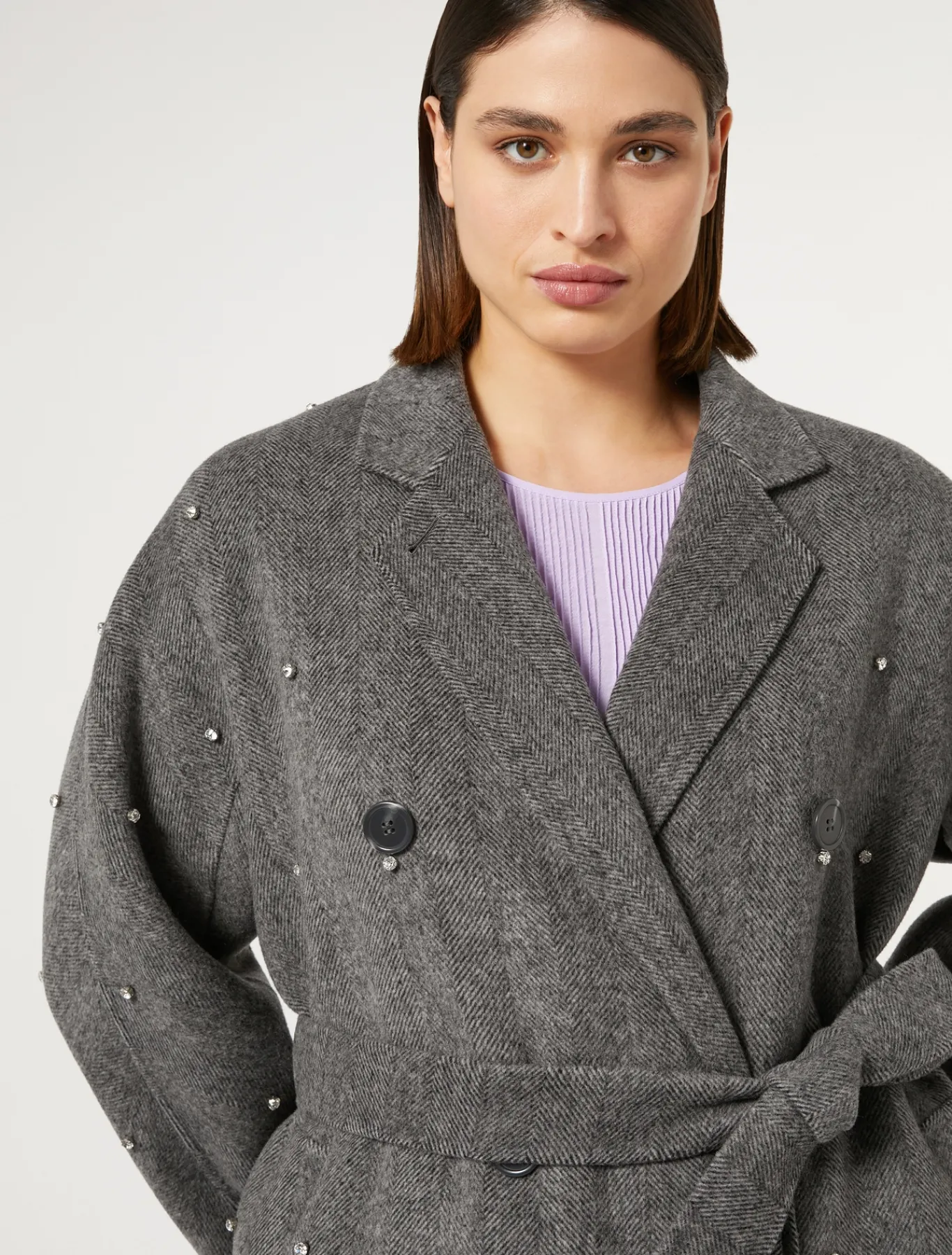 Marina Rinaldi Cappotti & Trench | Cappotti & Trench*Cappotto in double di lana con ricami BIANCONERO