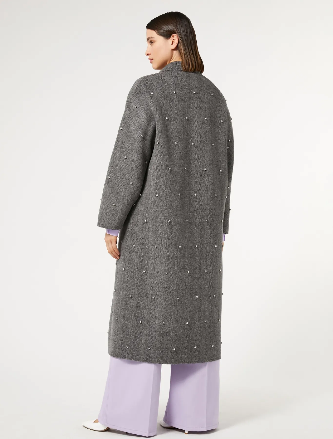 Marina Rinaldi Cappotti & Trench | Cappotti & Trench*Cappotto in double di lana con ricami BIANCONERO