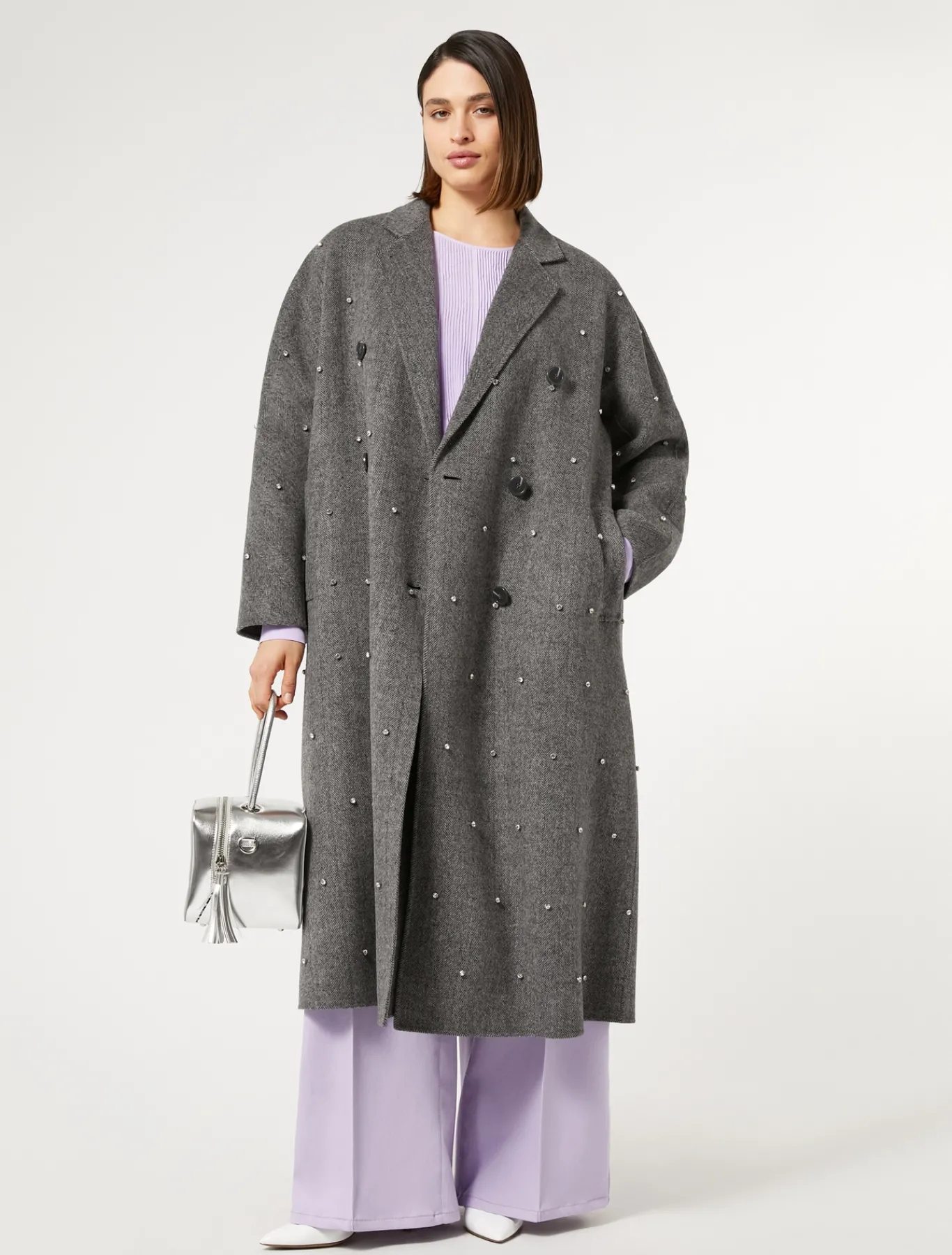 Marina Rinaldi Cappotti & Trench | Cappotti & Trench*Cappotto in double di lana con ricami BIANCONERO