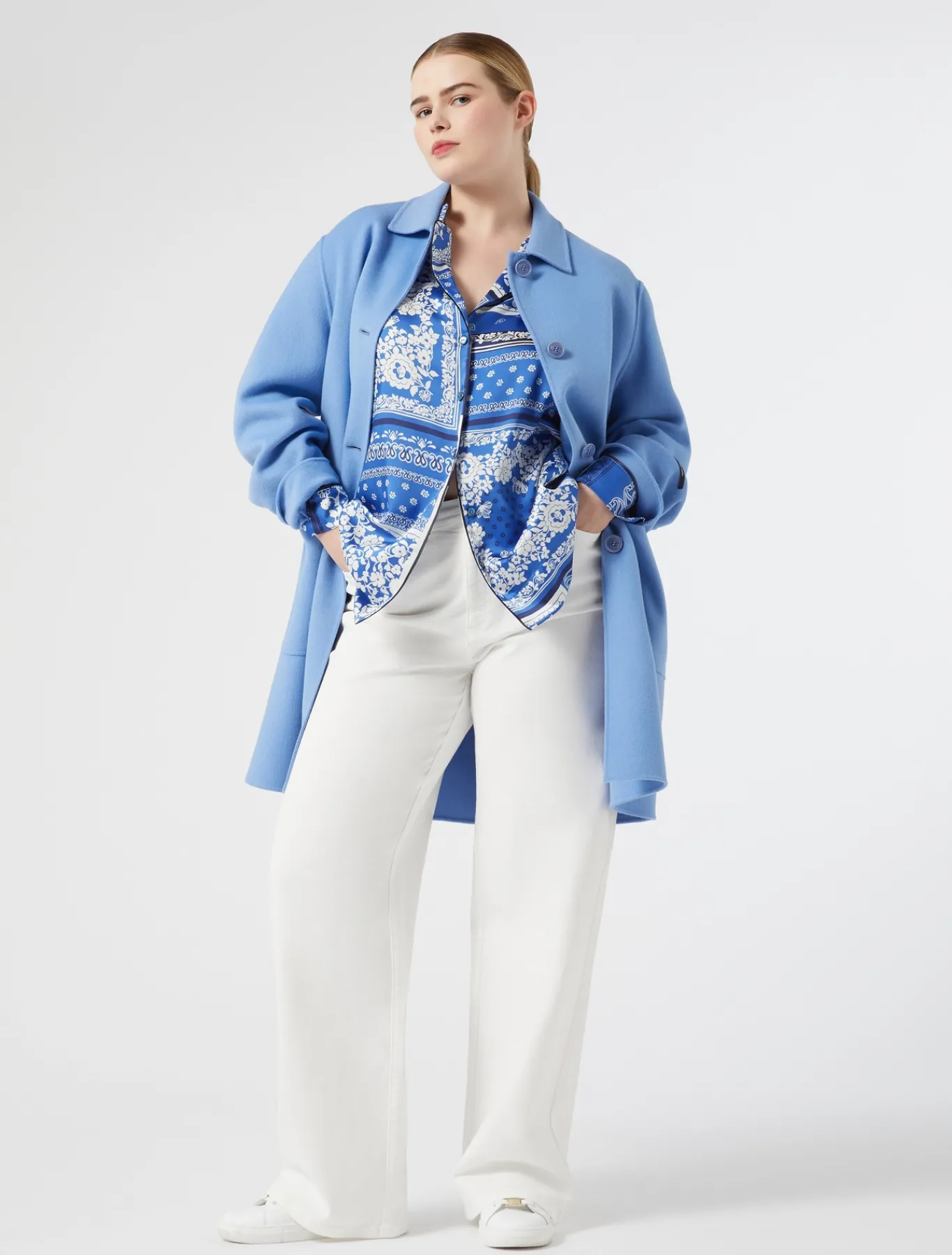 Marina Rinaldi Cappotti & Trench | Cappotti & Trench*Cappotto in double di misto lana AZZURRO