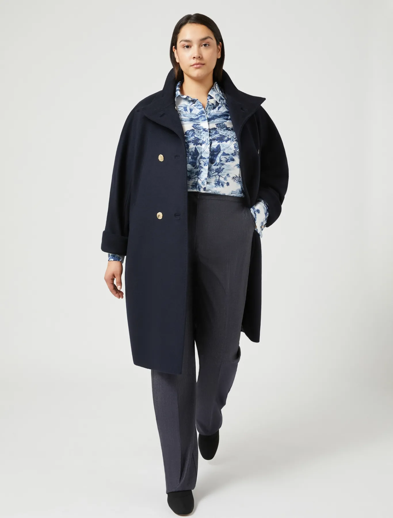 Marina Rinaldi Cappotti & Trench | Cappotti & Trench*Cappotto in drap di lana BLUNOTTE