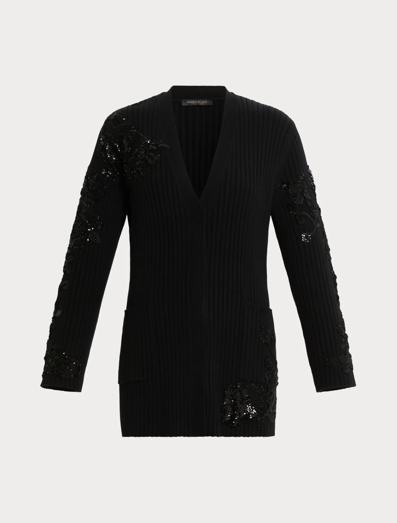 Marina Rinaldi Maglieria | Maglieria*Cardigan in cotone con ricami NERO
