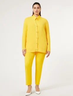 Marina Rinaldi Maglieria | Maglieria*Cardigan in cotone crêpe GIALLOSOLE