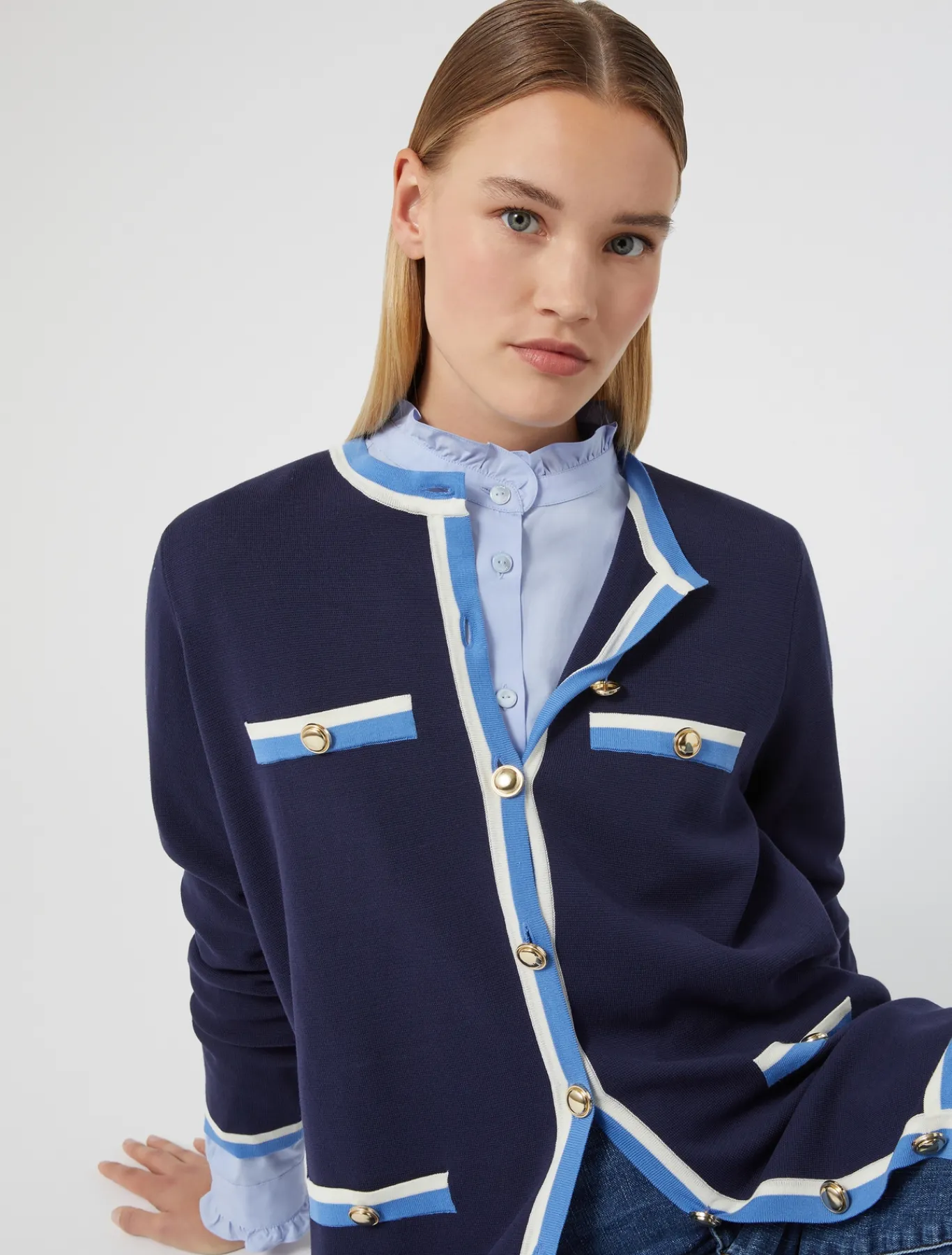 Marina Rinaldi Maglieria | Maglieria*Cardigan in cotone modal BLU