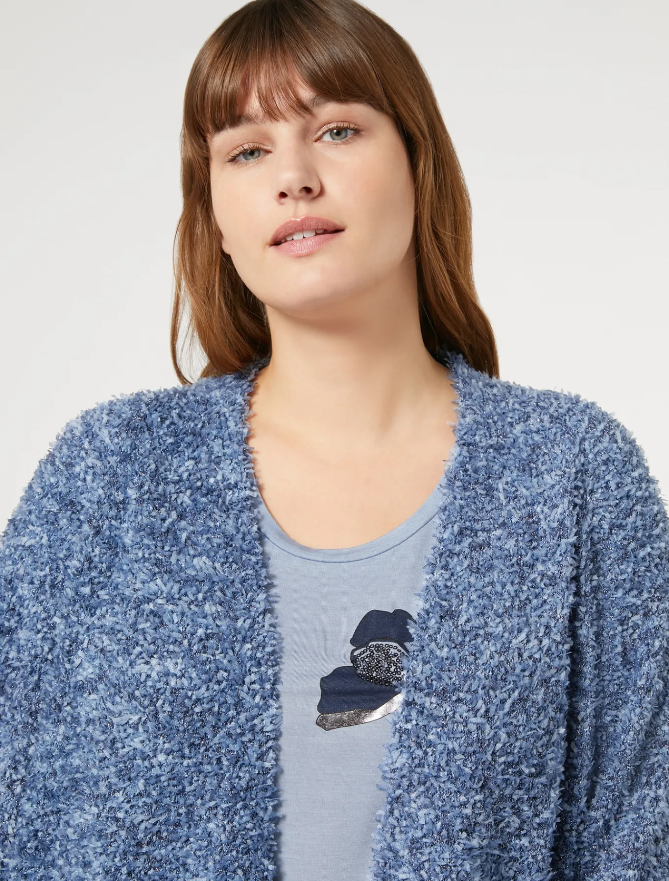 Marina Rinaldi Maglieria | Maglieria*Cardigan in filato lurex AZZURRO