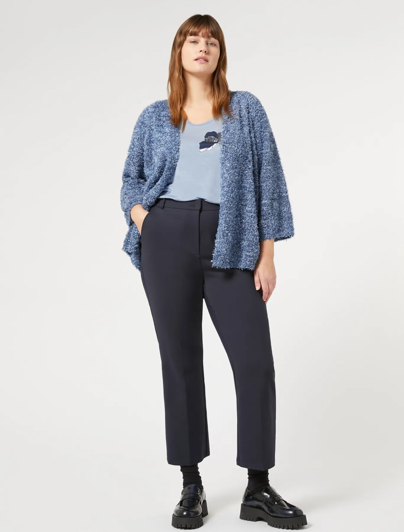 Marina Rinaldi Maglieria | Maglieria*Cardigan in filato lurex AZZURRO