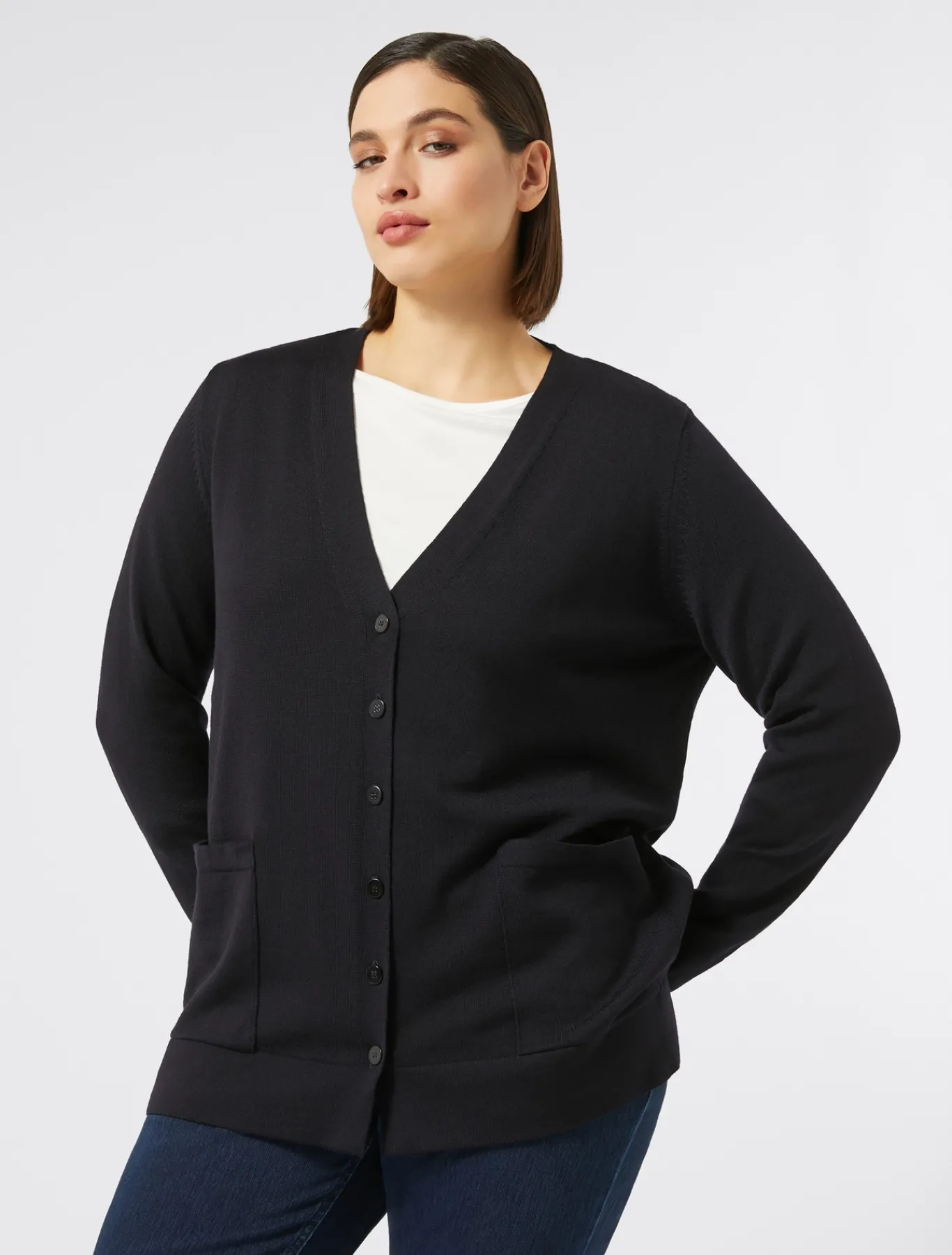 Marina Rinaldi Maglieria | Maglieria*Cardigan in lana BLUNOTTE