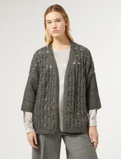 Marina Rinaldi Maglieria | Maglieria*Cardigan in lana e lurex GRIGIOSCURO