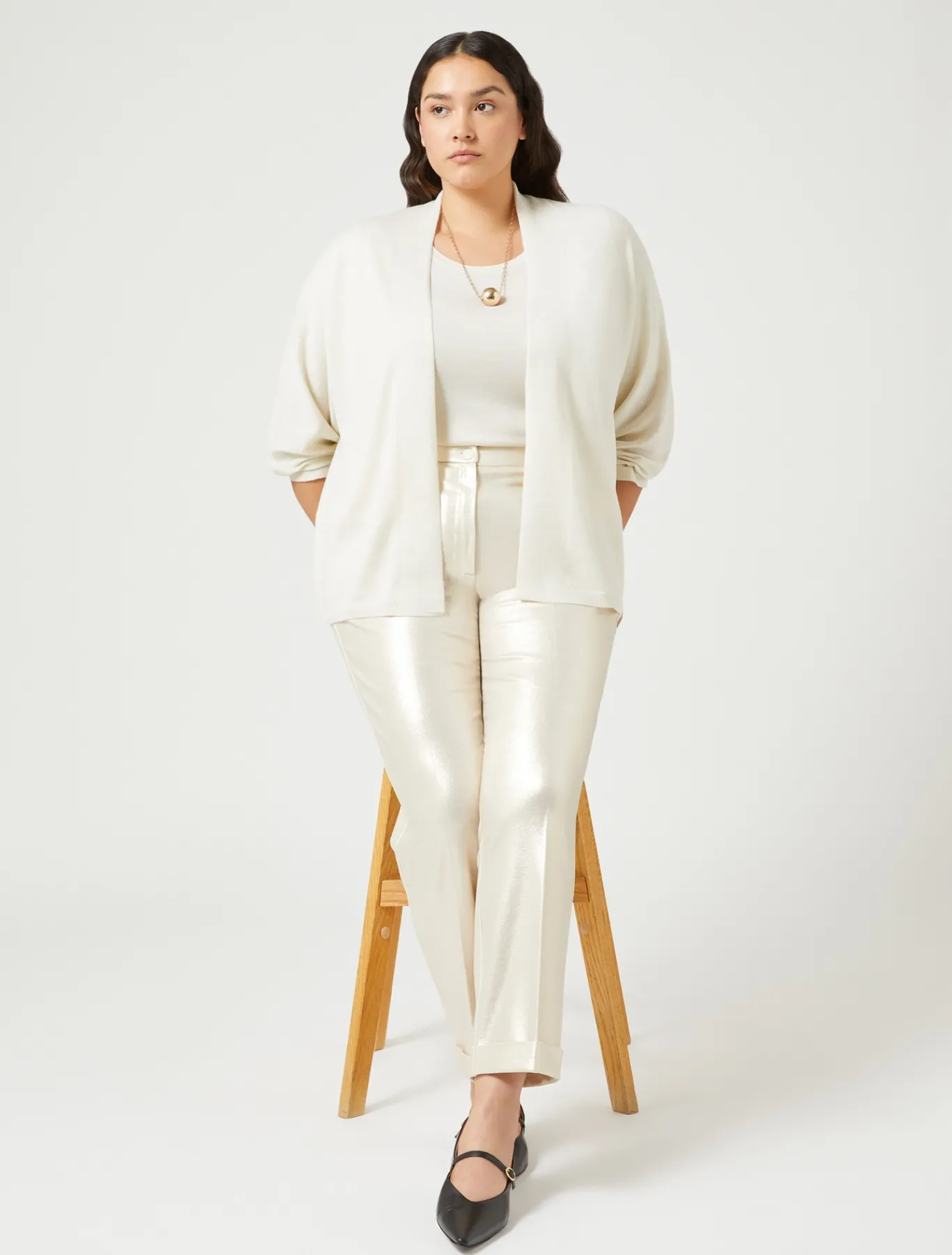 Marina Rinaldi Maglieria | Maglieria*Cardigan in lana metallizzata AVORIO