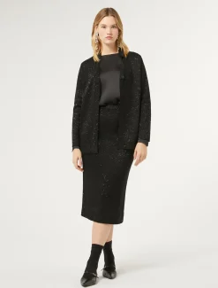 Marina Rinaldi Maglieria | Maglieria*Cardigan in maglia con paillettes NERO