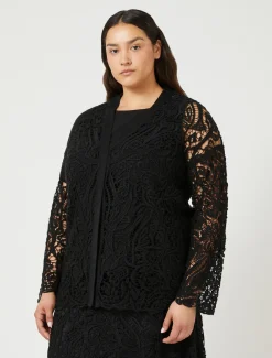 Marina Rinaldi Maglieria | Maglieria*Cardigan in maglia con ricamo NERO