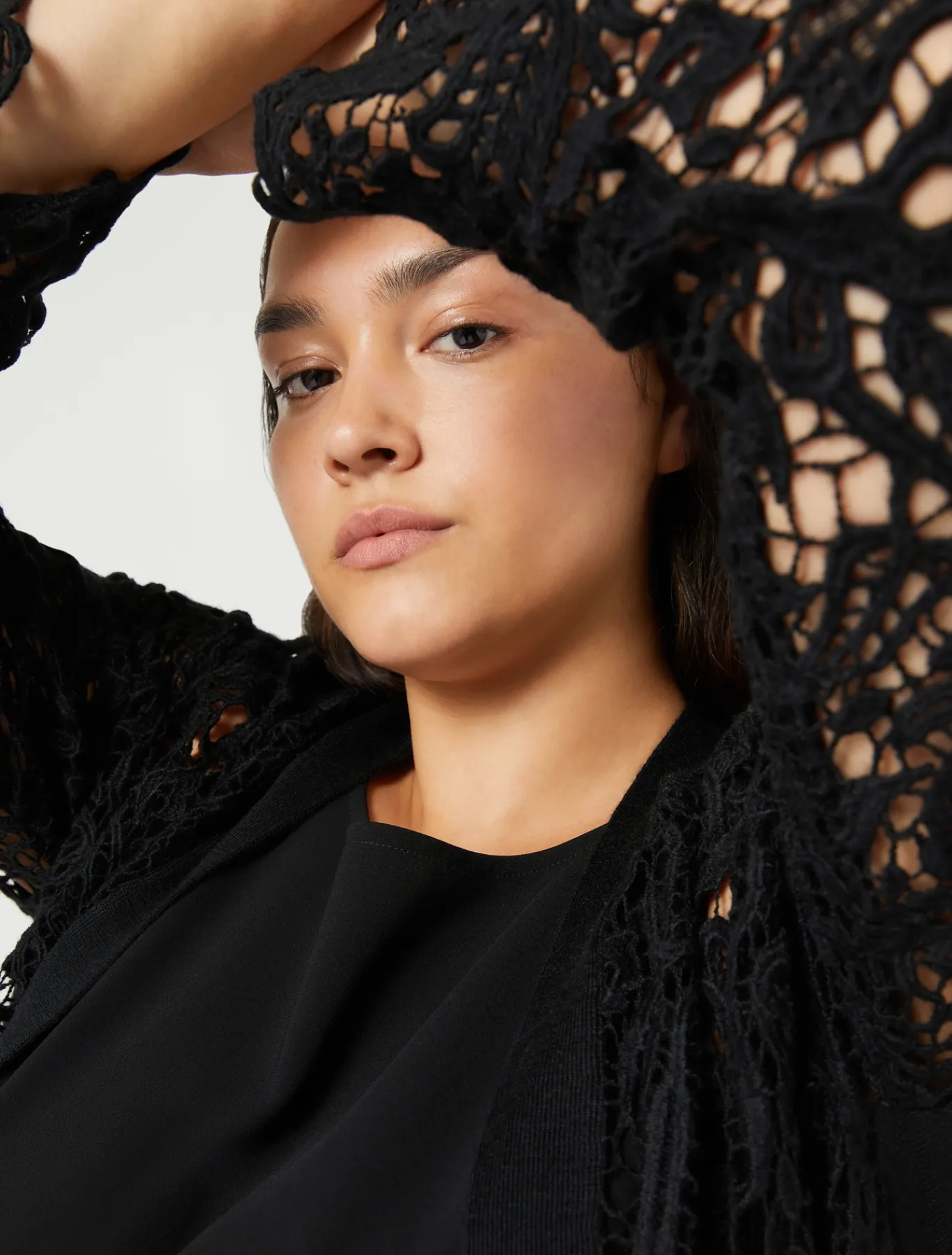 Marina Rinaldi Maglieria | Maglieria*Cardigan in maglia con ricamo NERO