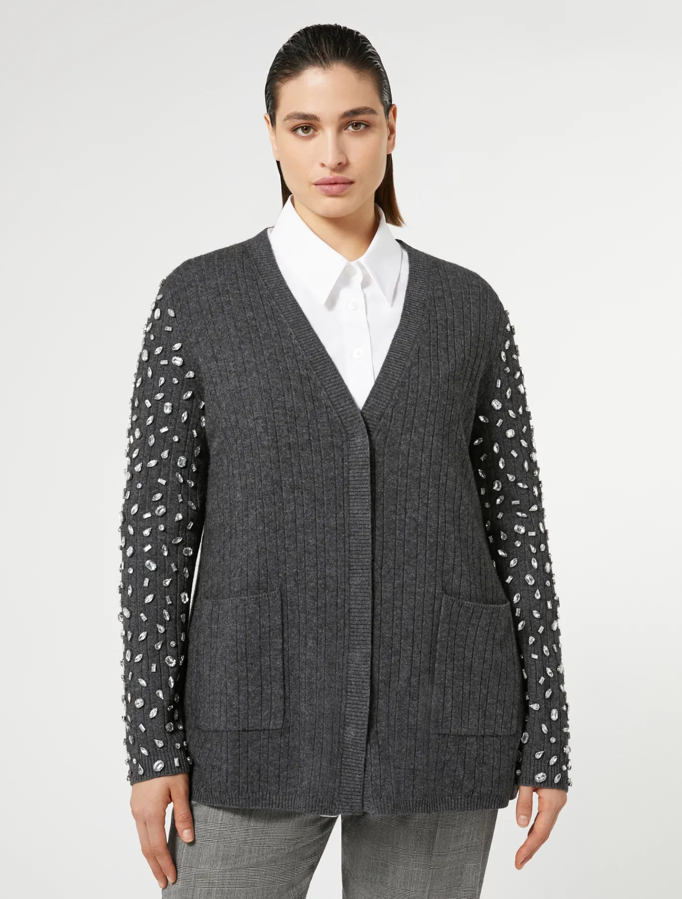 Marina Rinaldi Maglieria | Maglieria*Cardigan in misto cachemire GRIGIOSCURO