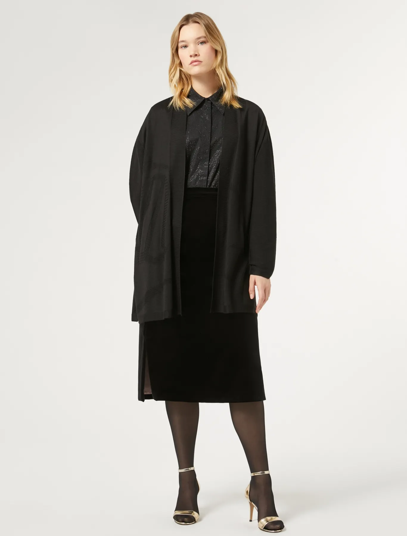 Marina Rinaldi Maglieria | Maglieria*Cardigan in misto lana NERO