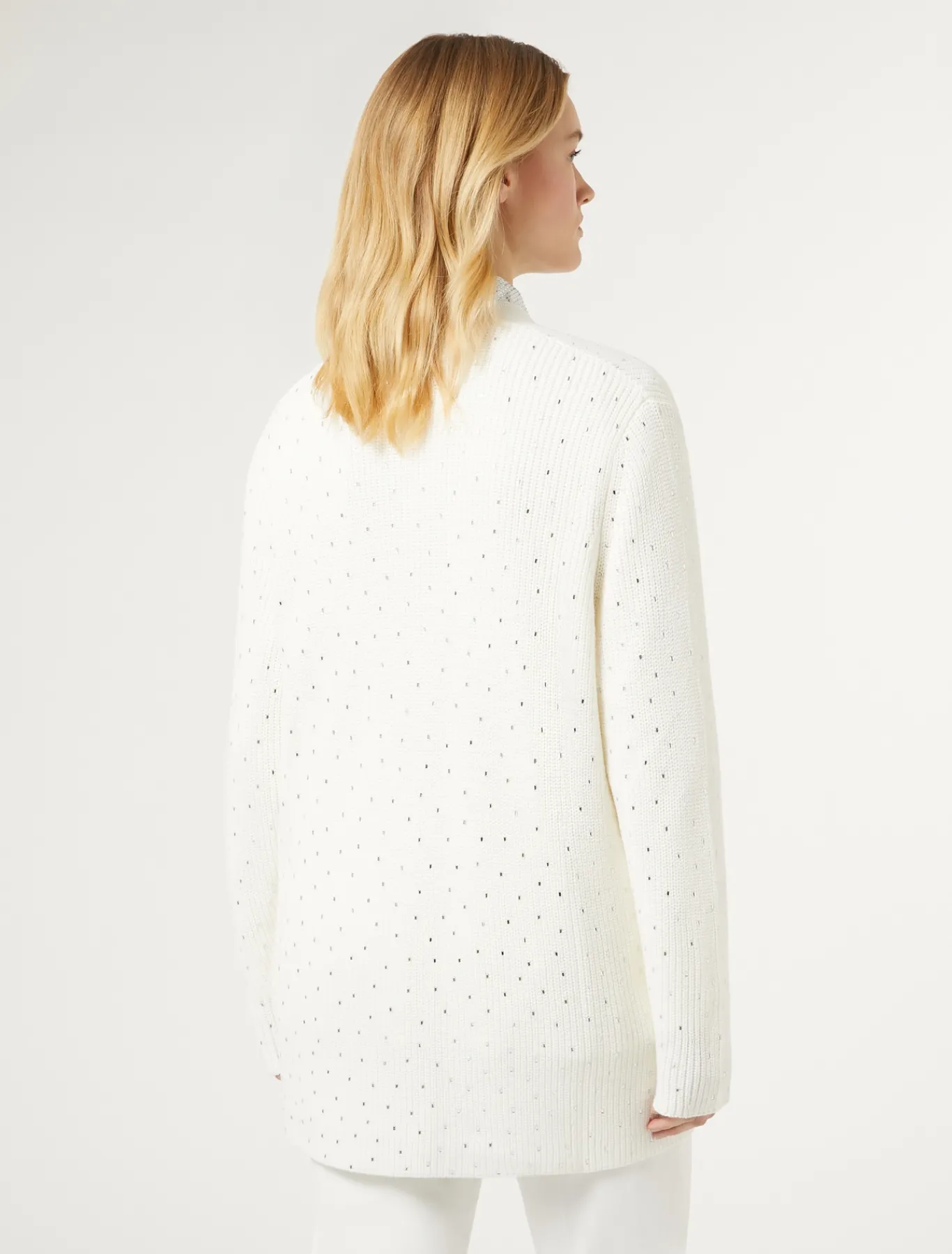 Marina Rinaldi Maglieria | Maglieria*Cardigan in misto lana con strass BIANCO