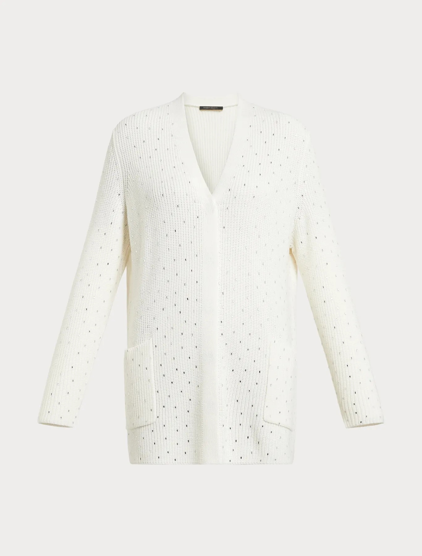 Marina Rinaldi Maglieria | Maglieria*Cardigan in misto lana con strass BIANCO