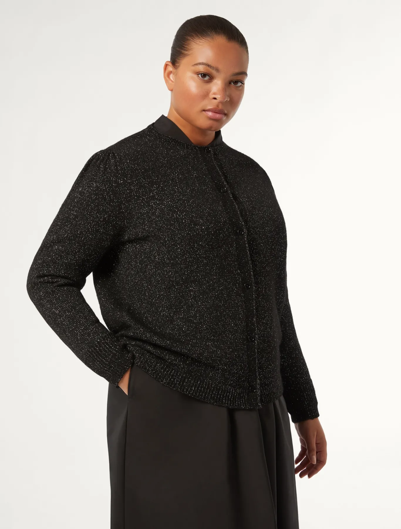 Marina Rinaldi Maglieria | Maglieria*Cardigan in misto lana e lurex NERO