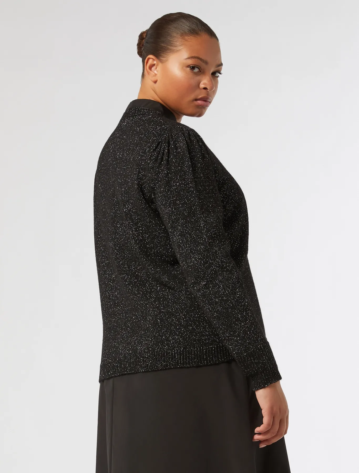 Marina Rinaldi Maglieria | Maglieria*Cardigan in misto lana e lurex NERO
