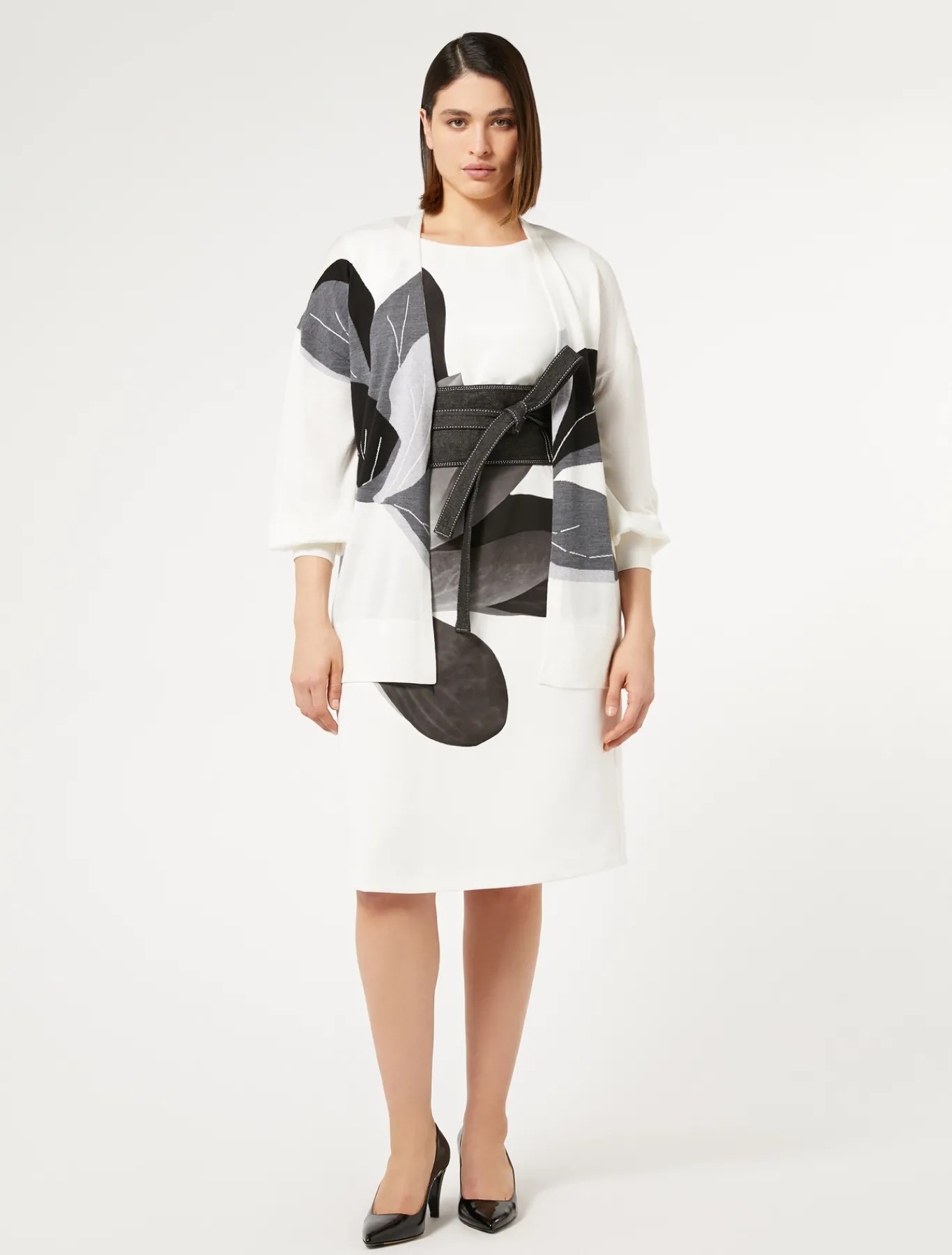 Marina Rinaldi Maglieria | Maglieria*Cardigan in misto lana e seta BIANCO