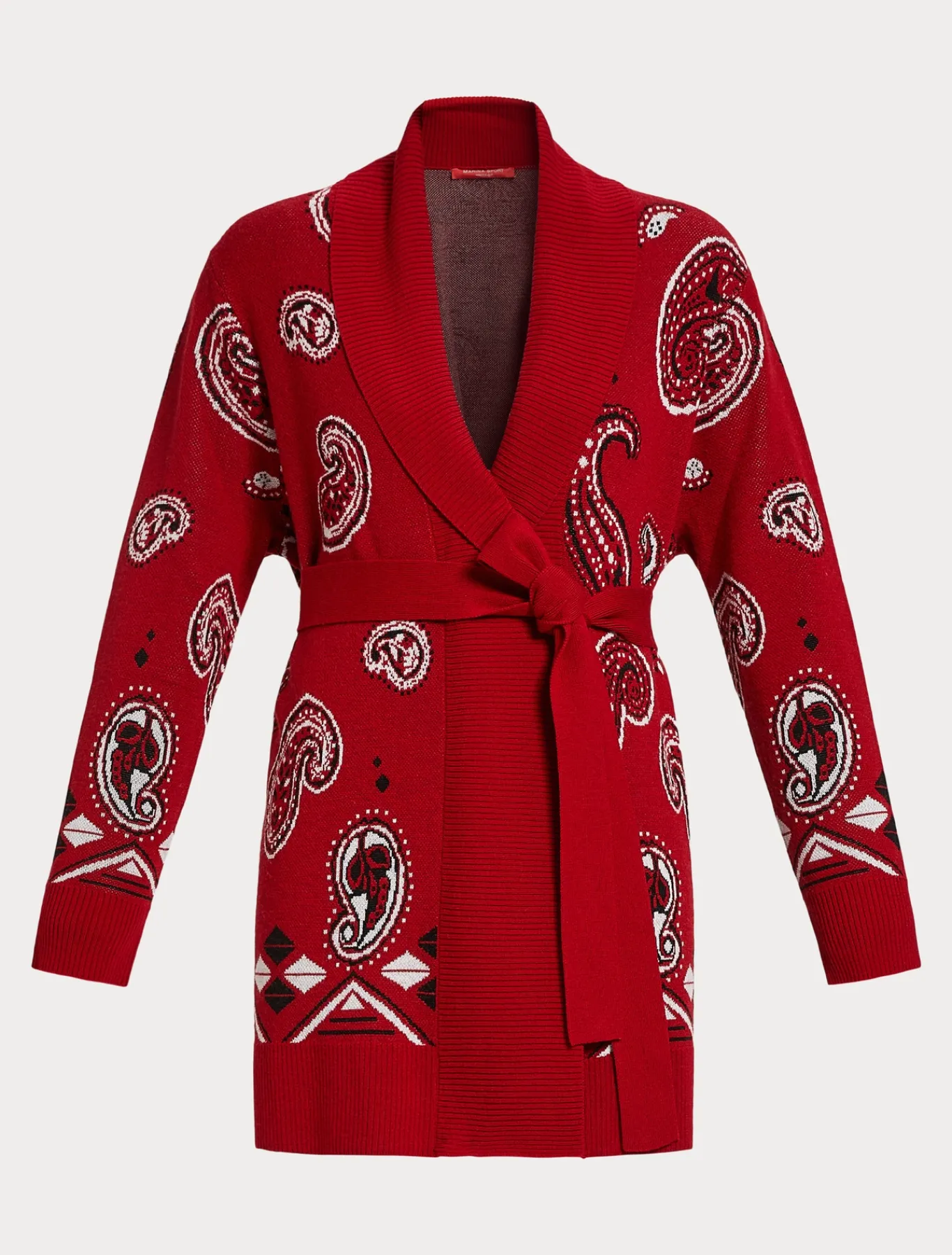 Marina Rinaldi Maglieria | Maglieria*Cardigan in misto lana jacquard ROSSO