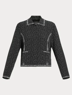 Marina Rinaldi Maglieria | Maglieria*Cardigan in viscosa jacquard NEROBIANCO