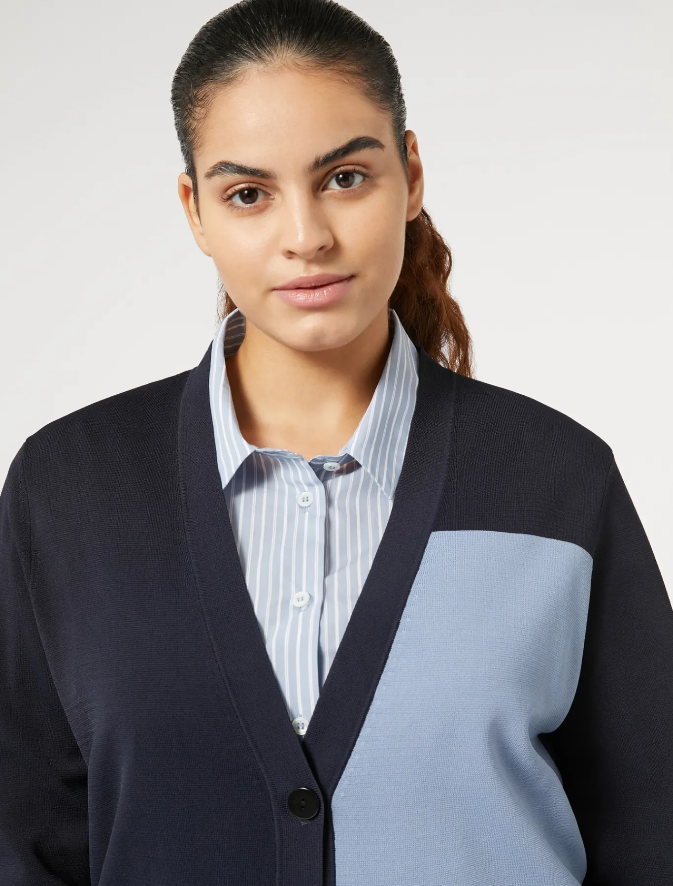 Marina Rinaldi Maglieria | Maglieria*Cardigan in viscosa stretch BLUNOTTE