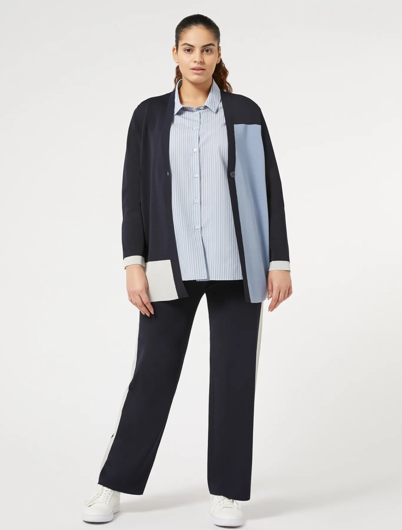 Marina Rinaldi Maglieria | Maglieria*Cardigan in viscosa stretch BLUNOTTE