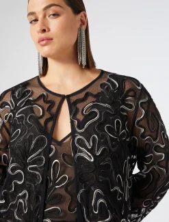 Marina Rinaldi Bluse | Camicie & Bluse*Casacca aperta in tulle plumetis NERO