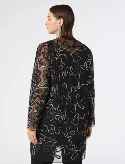 Marina Rinaldi Bluse | Camicie & Bluse*Casacca aperta in tulle plumetis NERO